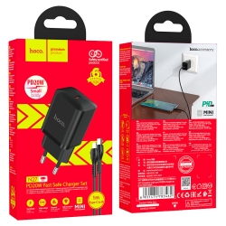 מטען קיר מהיר 20W כניסת USB-Type C וכבל Type-C ל-Type-C מבית HOCO N27